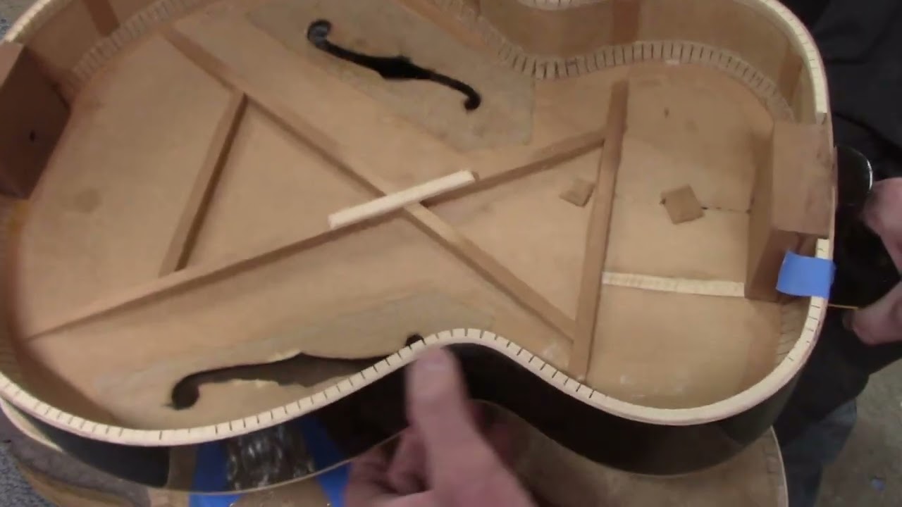 Как прикрепить заднюю крышку обратно на гитаре Gibson L7 Archtop