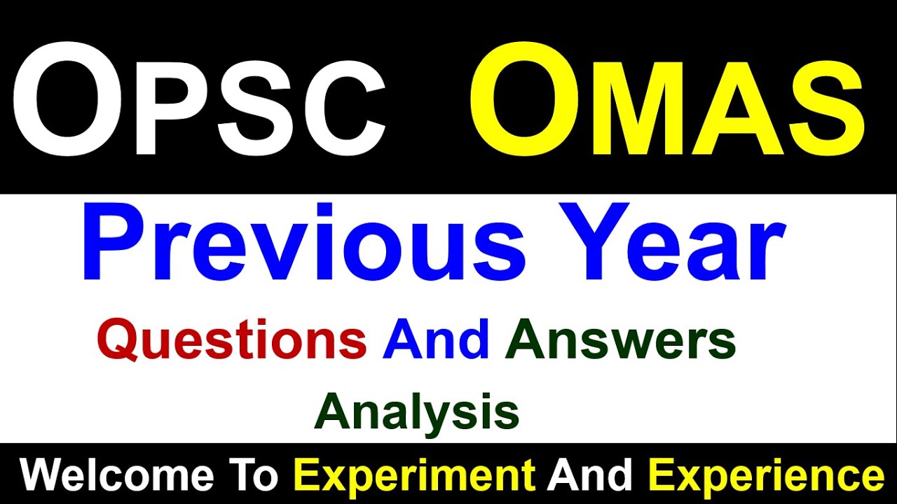 OPSC OMAS previous year question | (Part_2) | #opscomas #opsc #omas