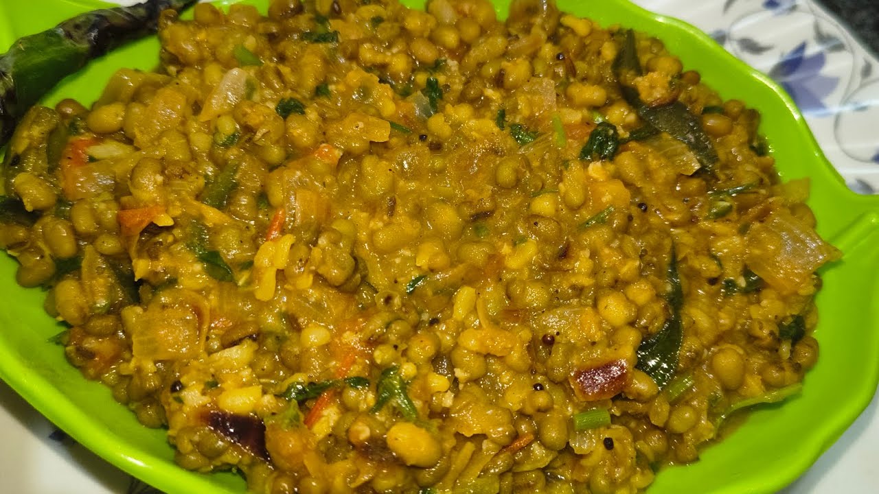 ಹೆಸರು ಕಾಳು ಪಲ್ಯಾ ಅಥವಾ ತಡ್ಕ ಮಾಡುವ ವಿಧಾನ /Green moongdal palya👌🏻 #recipiesinkannada #youtube #cooking 