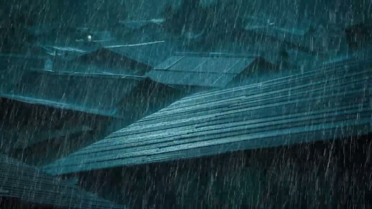 No Ads Rain Sounds for Sleeping - ASMR Relentless Night Rain on Tin Roof for Deep Sleep