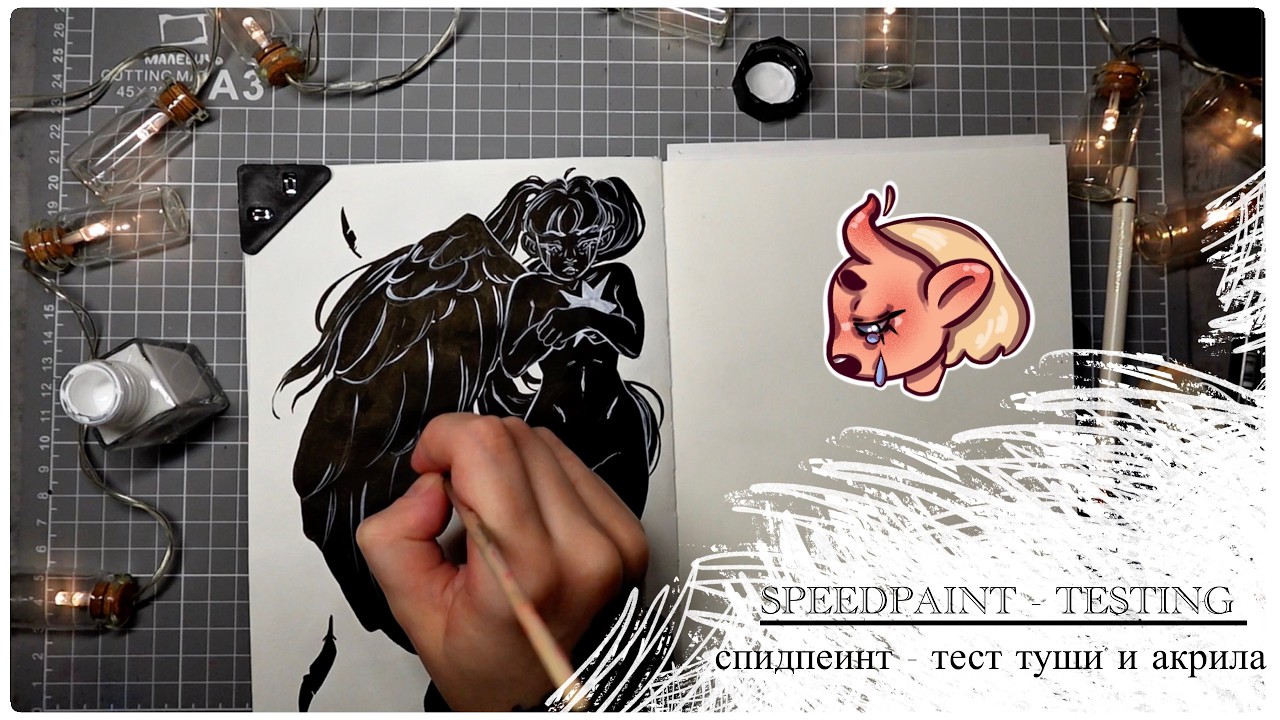 Спидпеинт  / Обзор - белая тушь и всякий акрил / Speedpaint / Testing 