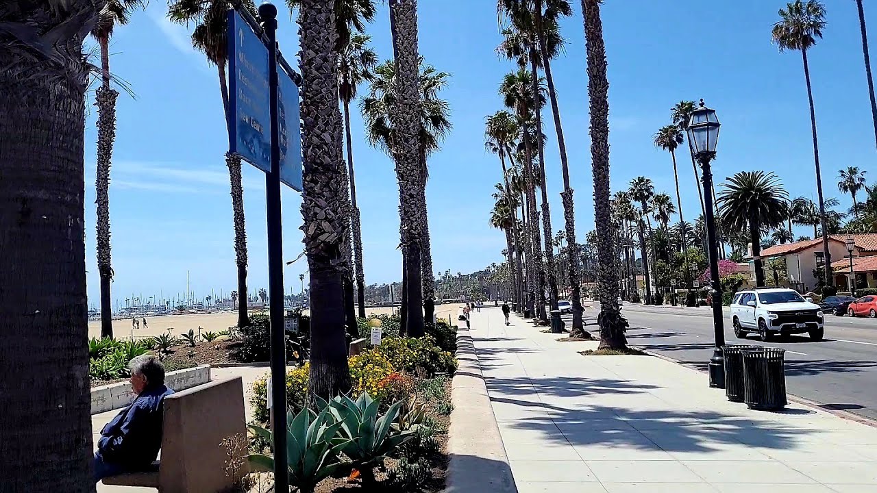 Walking tour of downtown Santa Barbara California USA