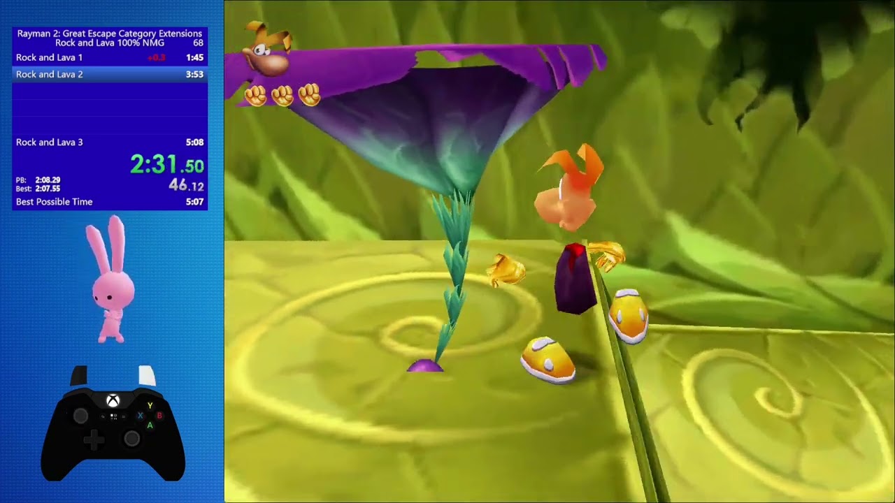 Rayman 2: The Great Escape, The Sanctuary of Rock and Lava 100% NMG speedrun in 5:03.92 [LRT]