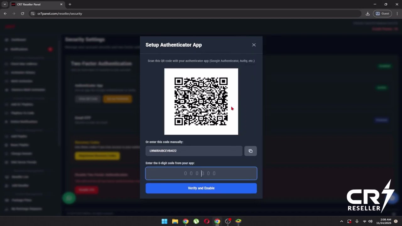 How To Enable 2FA on CR7 Panel