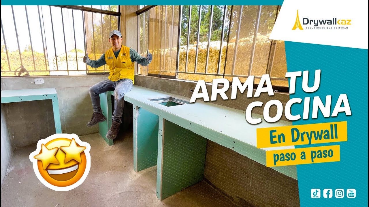 Como hacer un mueble de COCINA en DRYWALL con paneles de yeso RH.   PASO A PASO