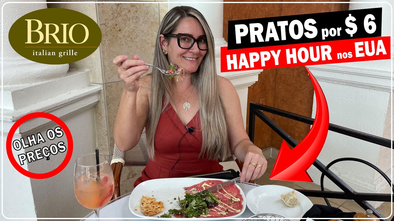 DICA de HAPPY HOUR nos EUA | É INACREDITÁVEL os PREÇOS deste RESTAURANTE | COMIDA no BRIO