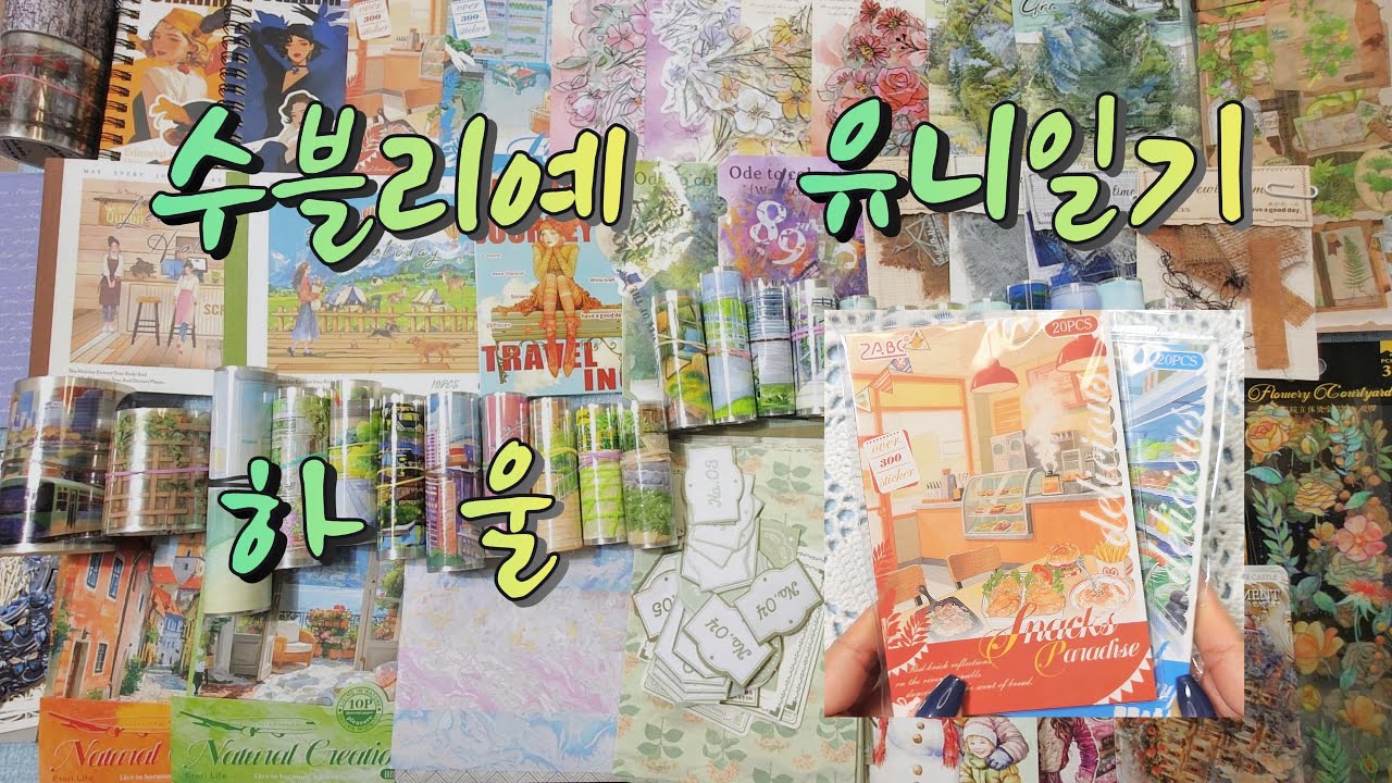수블리예 유니일기 하울 |ASMR |haul​ |journaling​ |다꾸​ |하울 |vintagejournal​ |scrapbooking​ |Asmr |sticker