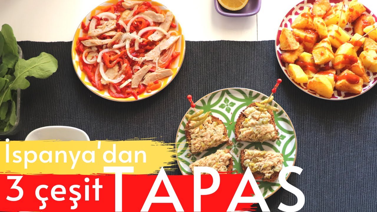 İspanyol şeften 3 ÇEŞİT TAPAS tarifi! Gilda + pimiento salata + patatas bravas (Türkçe!)
