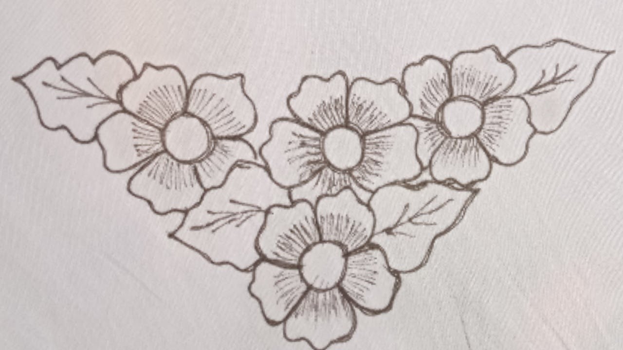 Very easy and beautiful hand embroidery flowers design for dress/kurti - simple flower embroidery