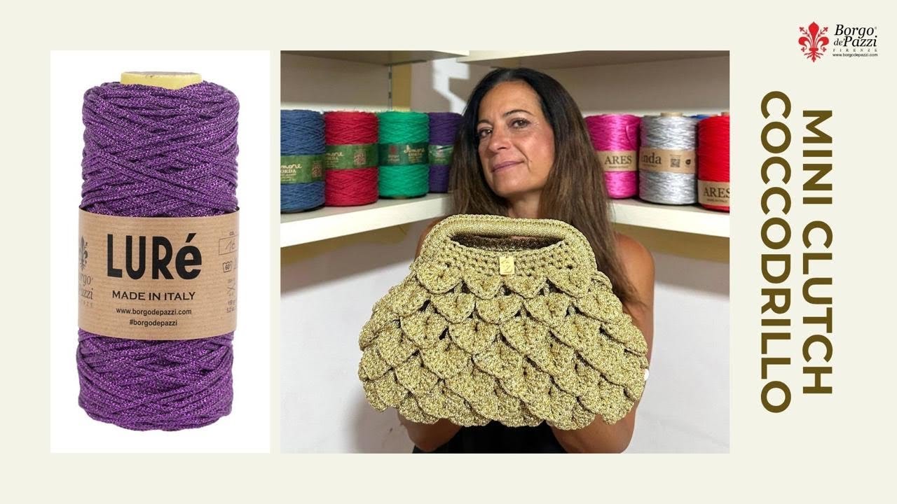 💛MINI CLUTCH COCCODRILLO💛LUREX BAG💛PUNTO COCCODRILLO💛TIZIANA VOLPE CROCHET💛