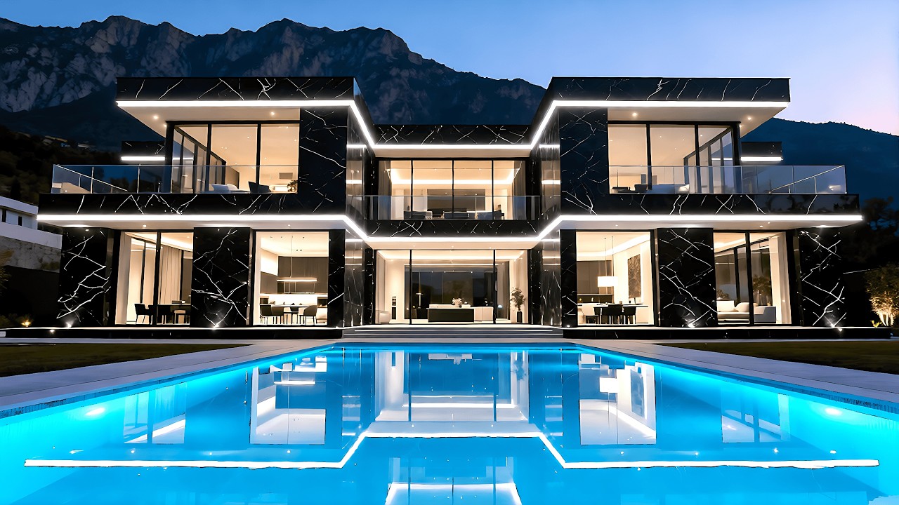 Step Inside a Breathtaking Ultra Luxury Black Marble Mega Mansion