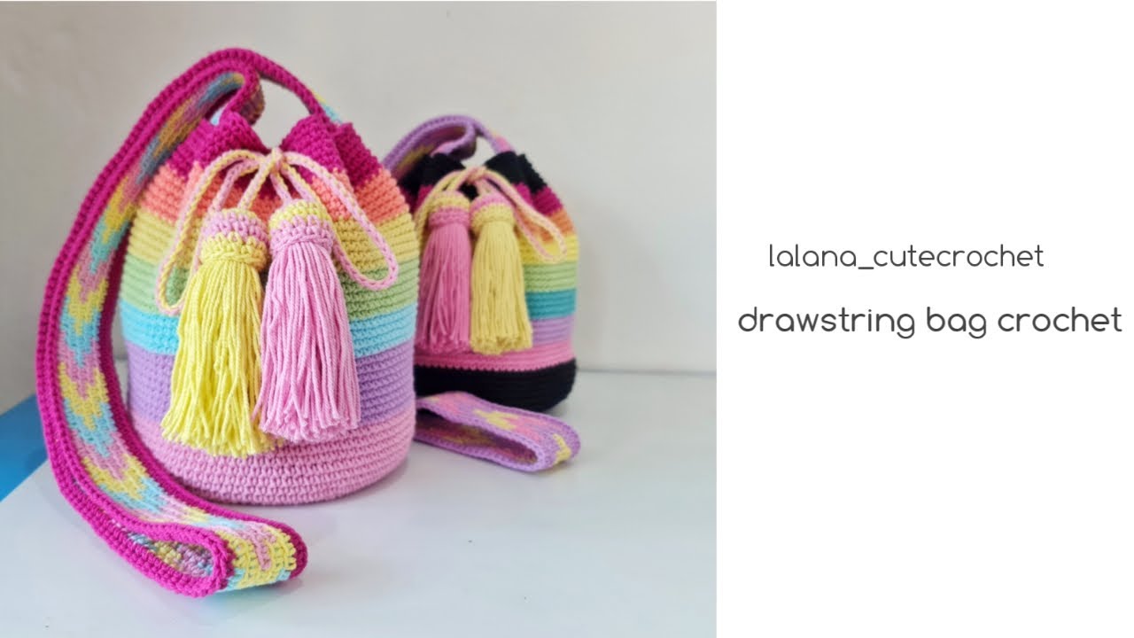( ENG SUB PATTERN )   Ep.1 drawstring crochet bag by lalana_cutecrochet