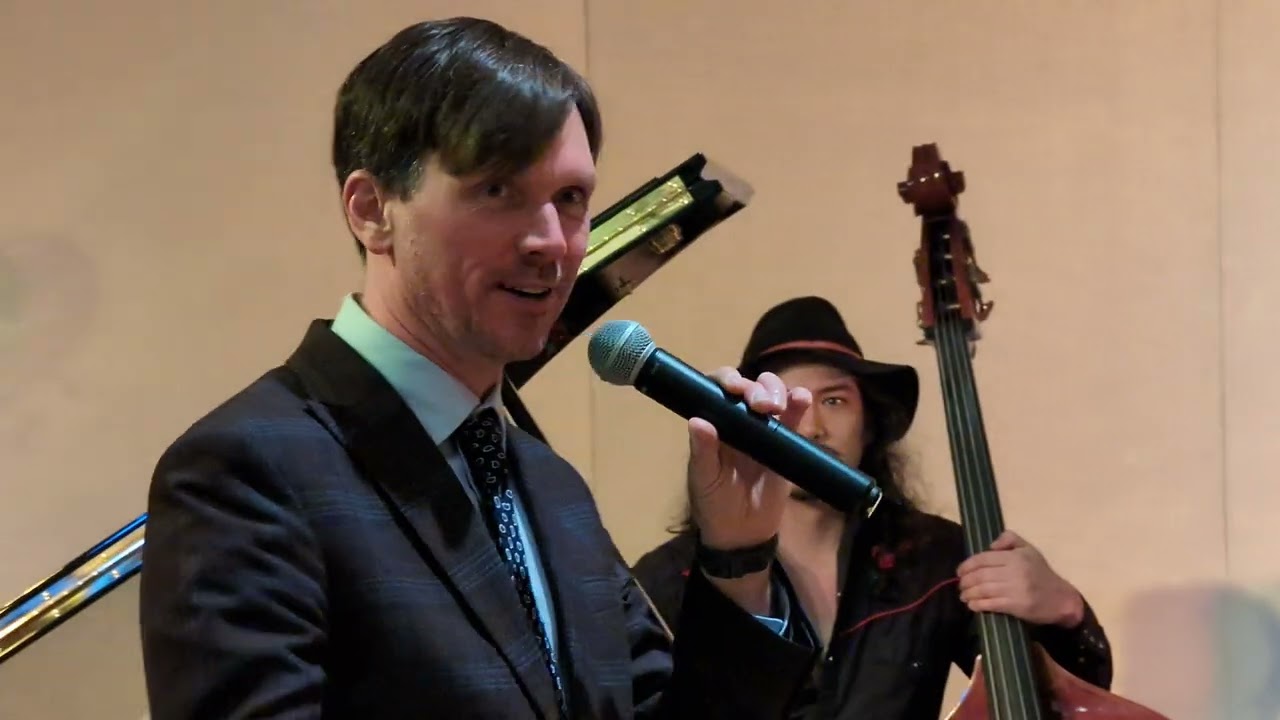 2025-11-29 Uptown Swing Dance 1 tony announce, Gordon Webster Band, Congregation KI, Brookline MA 