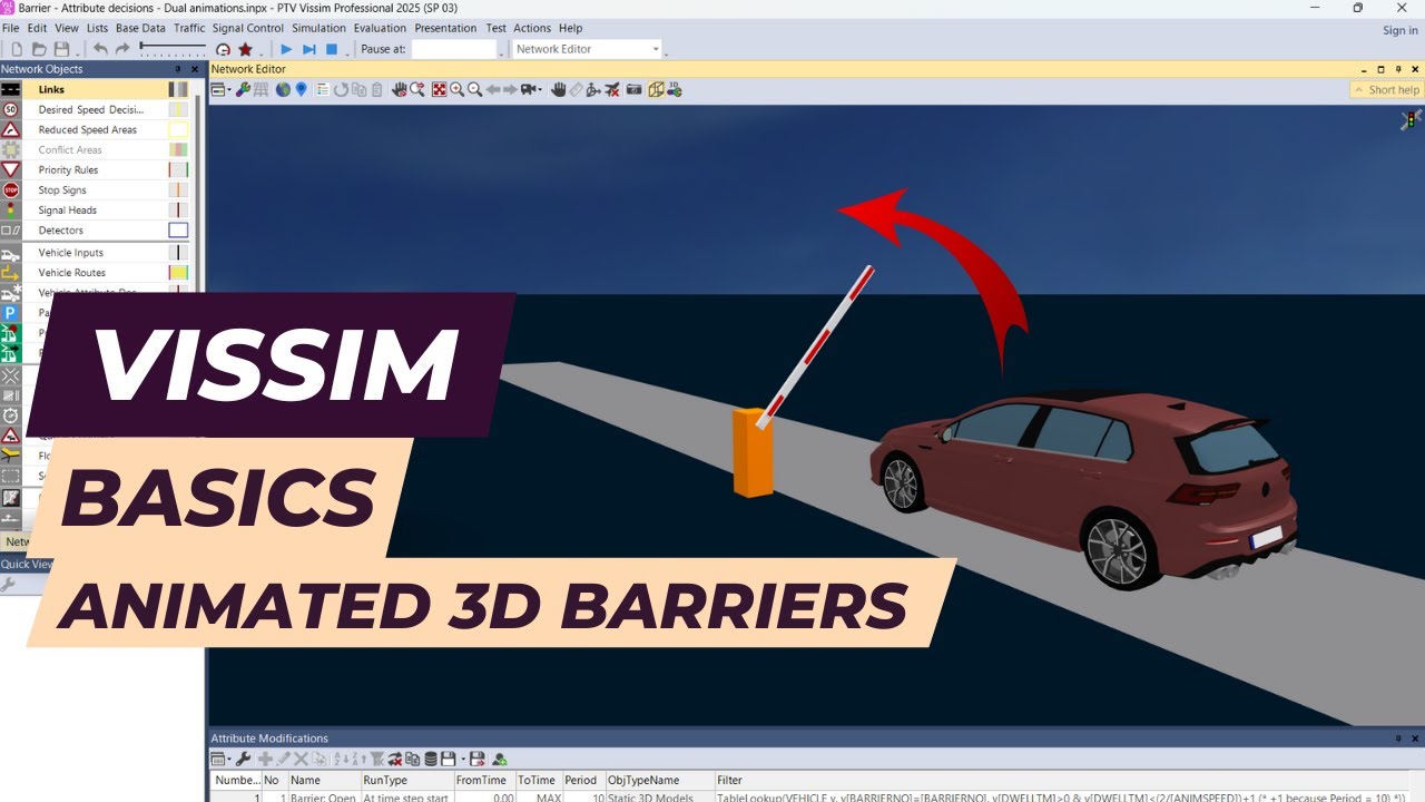 Vissim Tutorial - How to add animated 3D barriers / gate