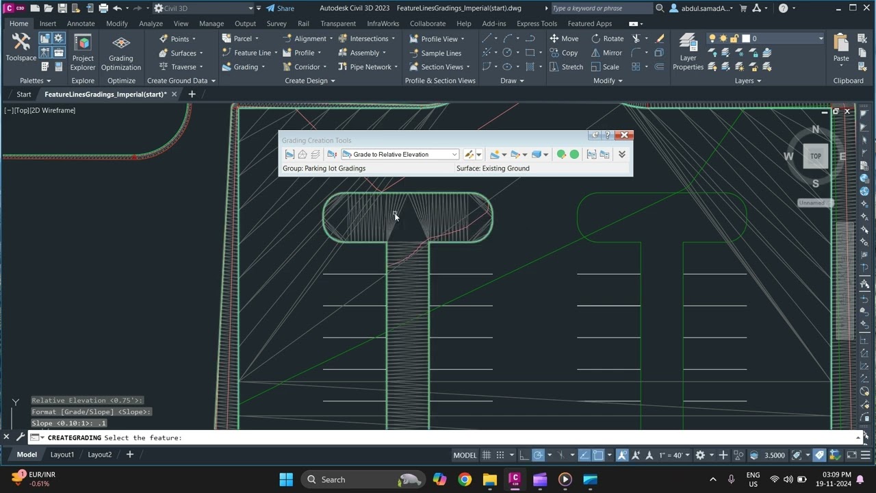Create Grading by Using Grade to Distance, Relative Elevaton, Infill! Civil 3d SIte Grading #civil3d