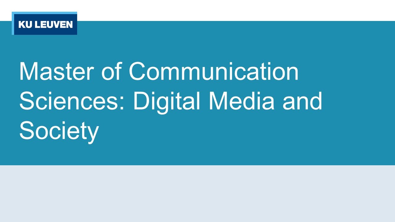 Information session: Master of Communication Sciences  Digital Media and Society