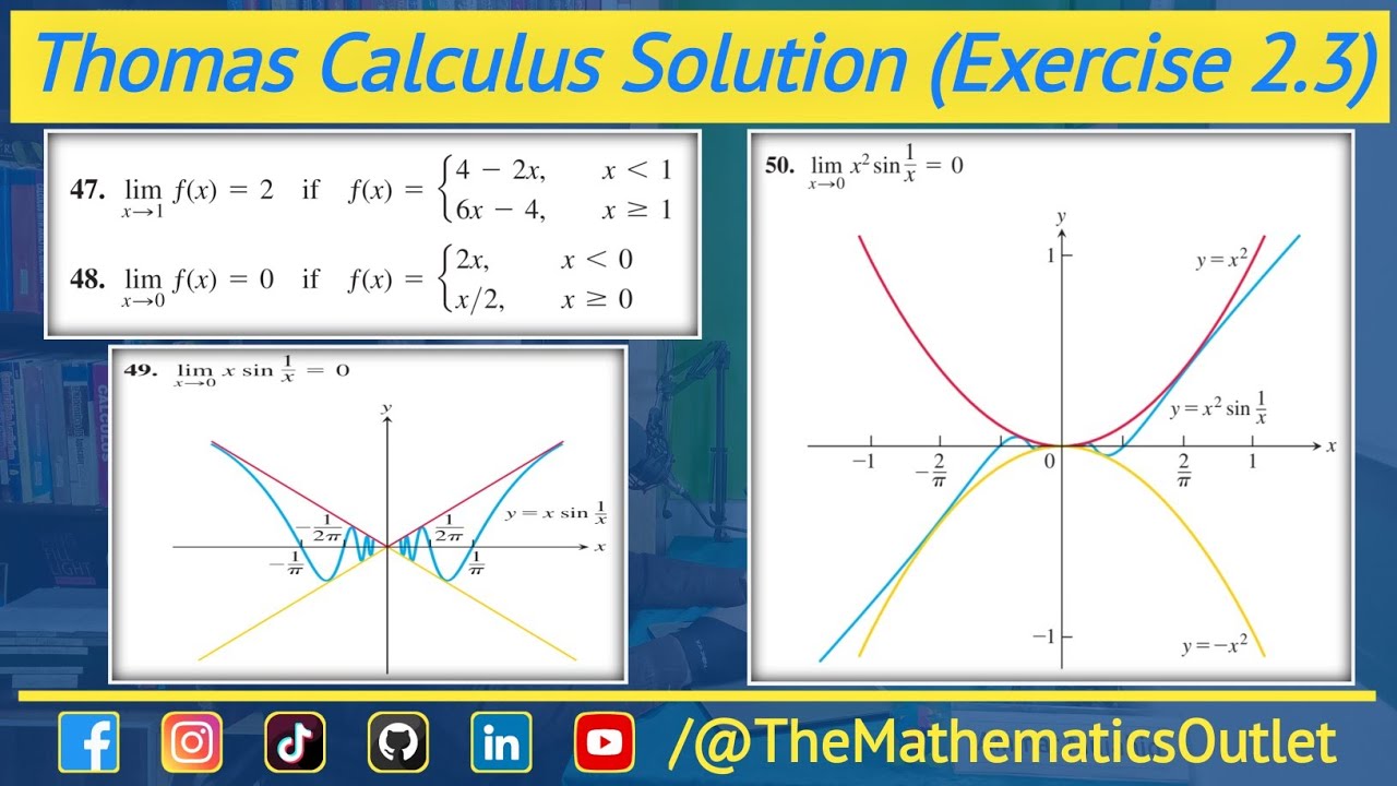 Thomas calculus 14th edition exercise 2.3 Q47 to Q50 | Precise definition of Limit || Lec 27