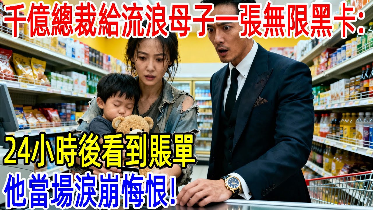 千億總裁給流浪母女一張無限黑卡：“隨便刷！”24小時後看到賬單，他當場淚崩悔恨！#故事頻道 #故事分享 #情感#臺灣#情感故事#幸福人生
