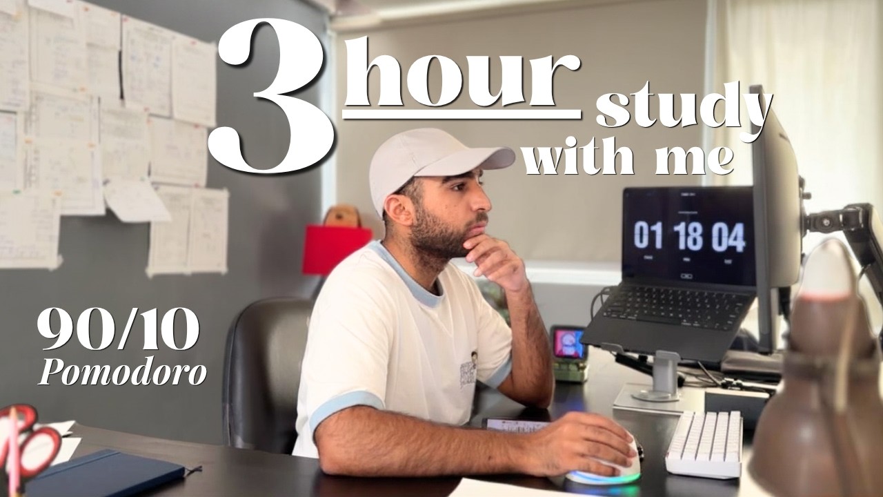 3 HOUR STUDY WITH ME (90/10 Pomodoro) | MBBS Doctor, USMLE Prep