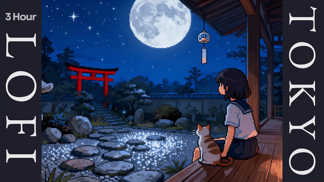 Midnight Shrine Lofi ⛩️ Moonlit Veranda | Deep Focus & Spiritual Relaxing Sounds