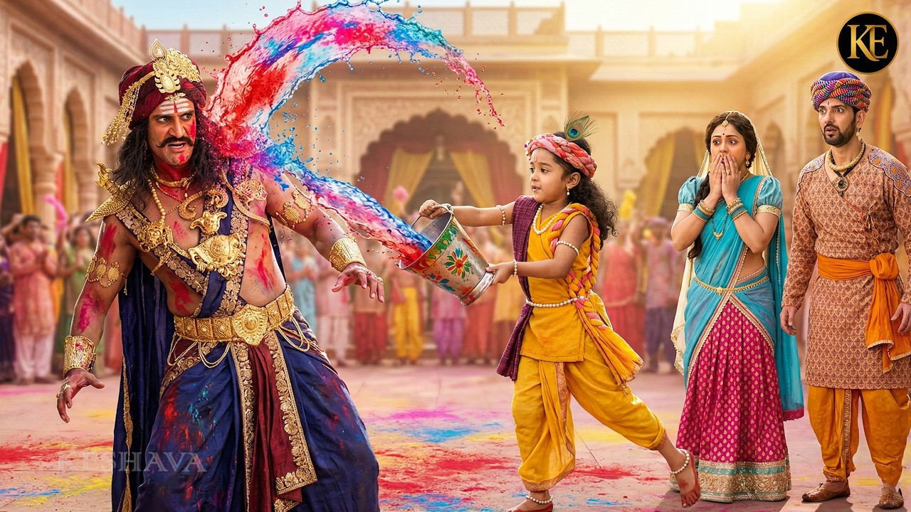 जब कान्हा ने कंस पर डाली बाल्टी भर रंग – होली में मची धूम || मैया यशोदा का नंदलाला ||  YMKN