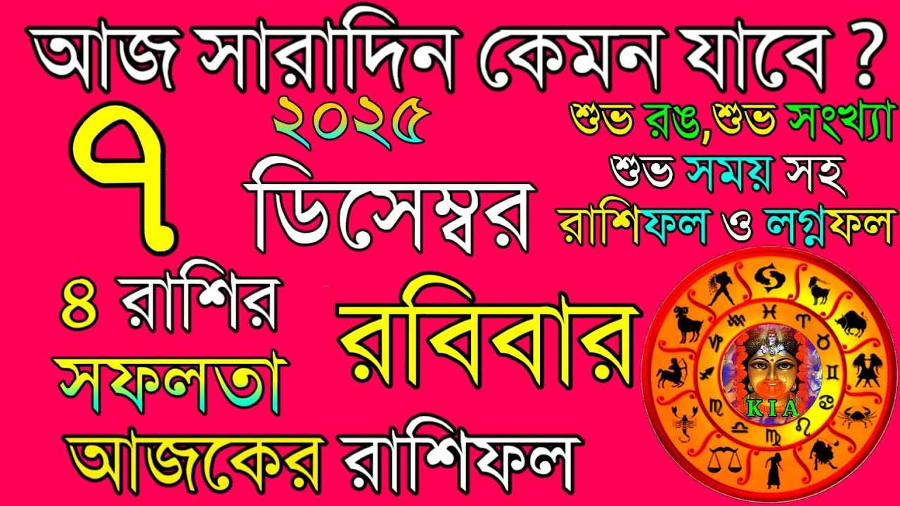 Ajker Rashifal 7 December 2025 | আজকের রাশিফল ৭ ডিসেম্বর ২০২৫ | দৈনিক রাশিফল | Rashifal today.