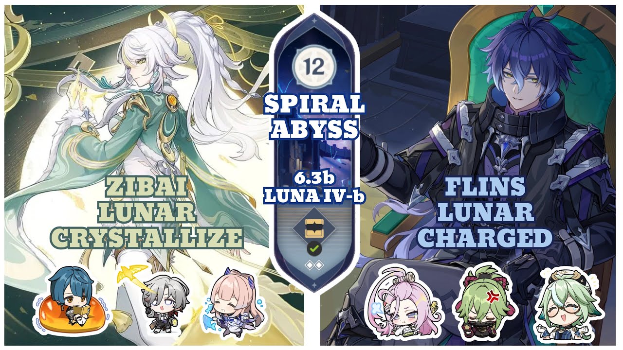 Spiral Abyss 6.3b Luna IV-b | Zibai Lunar Crystallize & Flins Lunar-Charged | Genshin Impact