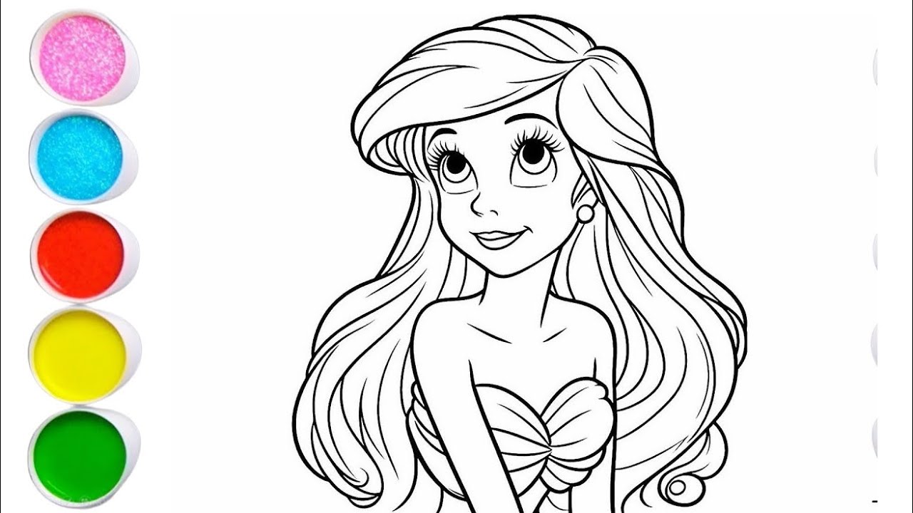 Cute Mermaid Drawing for kids, Painting & Coloring for kids, Toddlers | Let's Draw Together