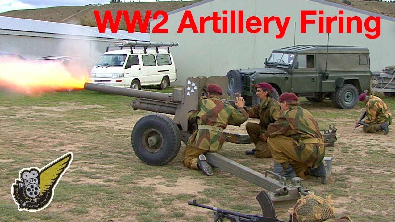 WW2 British Paratroops firing a 6-pdr anti-tank gun