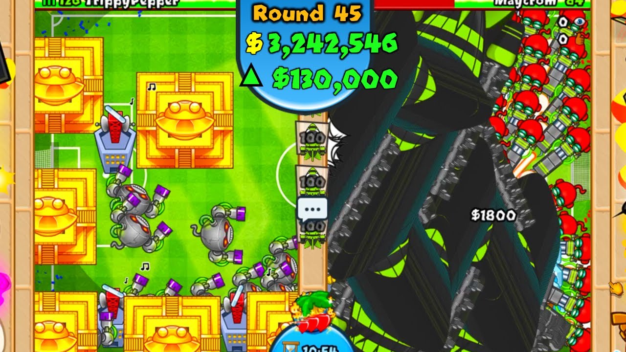 MOST POWERFUL TOWERS Vs 100x BLOON RUSH MOD! Super Monkey Lategame! (Bloons TD Battles)