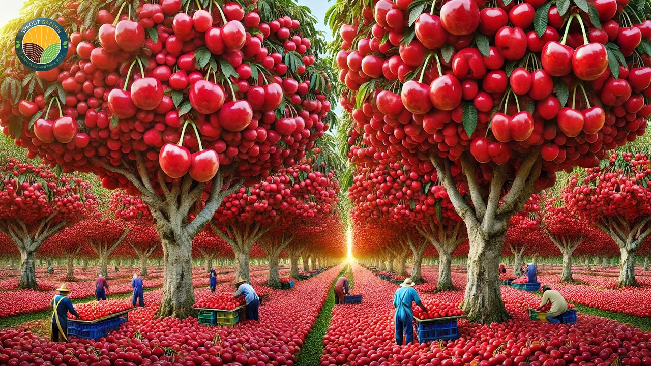 How Farmers Harvest Cherries by Hand - Sorting and Processing Factory Tour | Farming Documentary