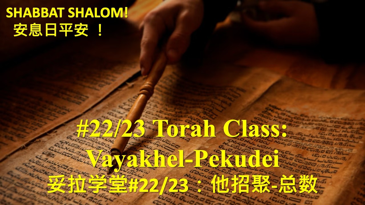 #22-23 TorahClass妥拉课堂（英文/普通话）： : Vayakhel-Pekudei 他招聚-总数｜SabbathMessage安息日信息 ｜ 讲员： BartIJlst