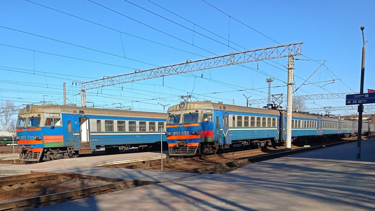 МОЛОДЕЧНО.Поездка на электропоезде ЭР9Т-705, маршрут №6121: Минск-Пассажирский - Гудогай(06.03.2022)