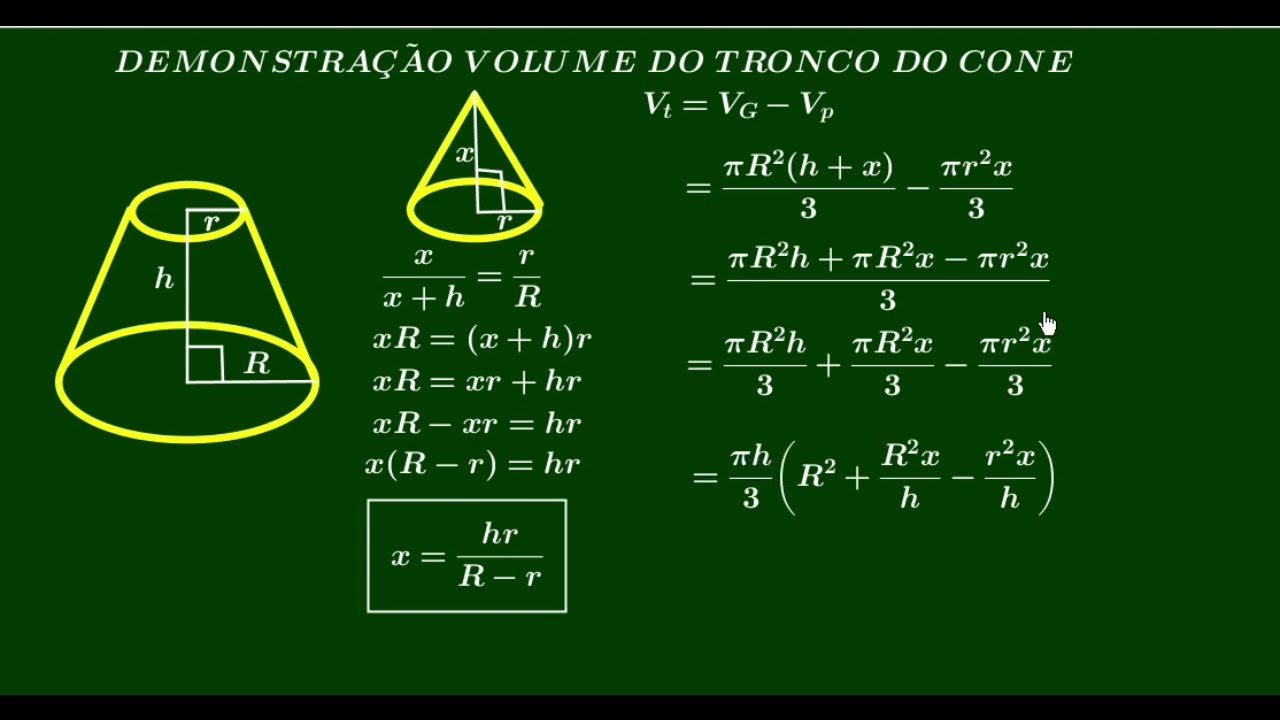 VOLUME DO TRONCO DO CONE (DEMONSTRAÇÃO)
