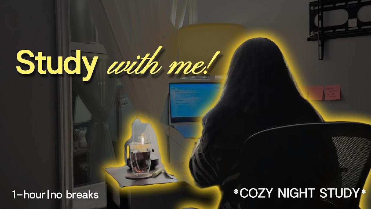 🌙Night Study With Me | 1 Hour Deep Focus | Fireplace & Background Noise (No Breaks)