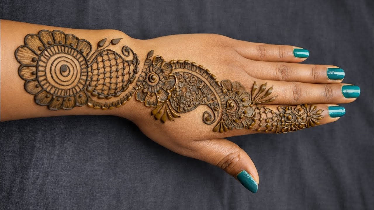 Full Hand  Mehndi Design 🌿 | Beautiful Floral & Paisley Back Hand Mehndi | Step by Step Tutorial