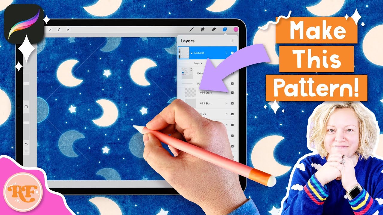 Moon and Stars Diamond Repeat Tutorial for Procreate