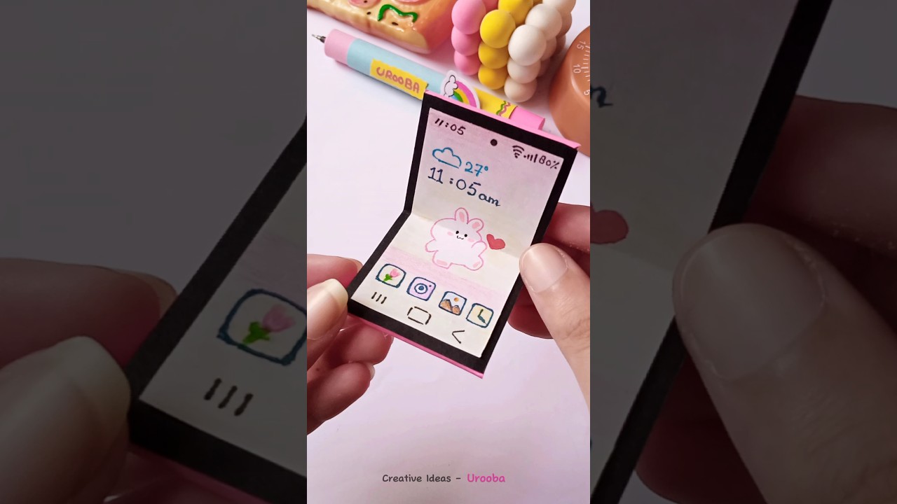 Mini Paper mobile Phone at home 😍 How to make / DIY paper phone #shorts Creative Ideas Urooba