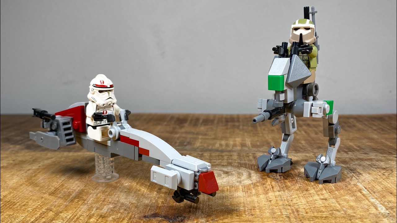 LEGO minifig scale AT-RT and Barc Speeder | build tutorial