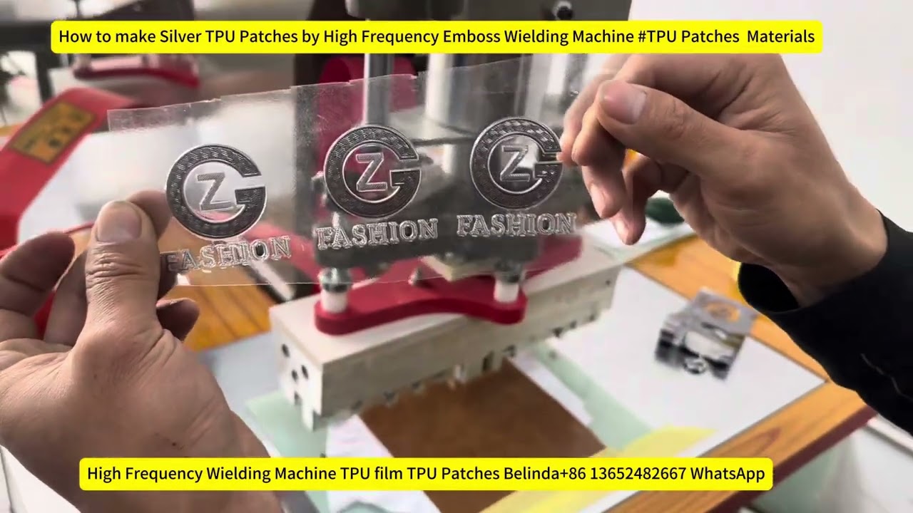 How to make Silver TPU Patches by High Frequency Emboss Wielding Machine #TPUPatches Materials