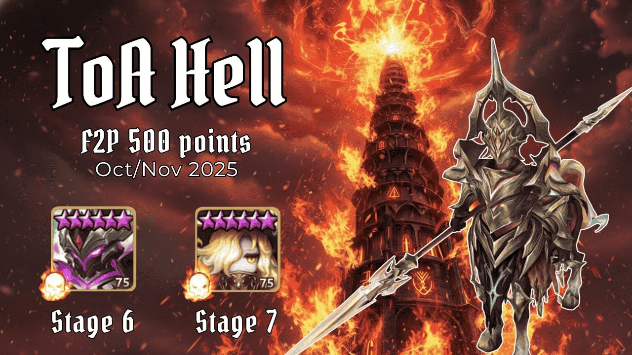 ToA Hell F2P 500 points/stage | Stage 6-7 | Oct-Nov 2025 | Summoners War