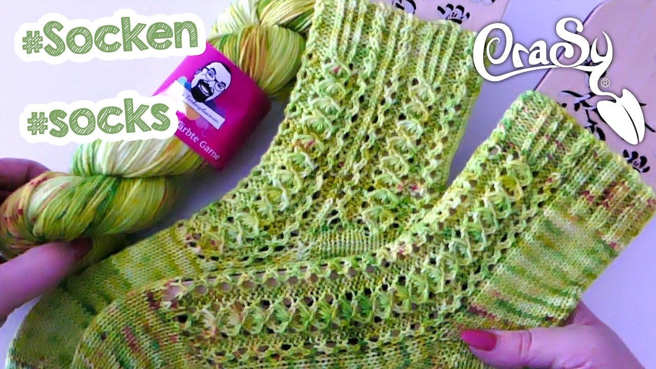Socken-Muster Strickmuster Grüne Hoffnung/Leaves of Hope für das Buch von@Helmis Farbexplosionen
