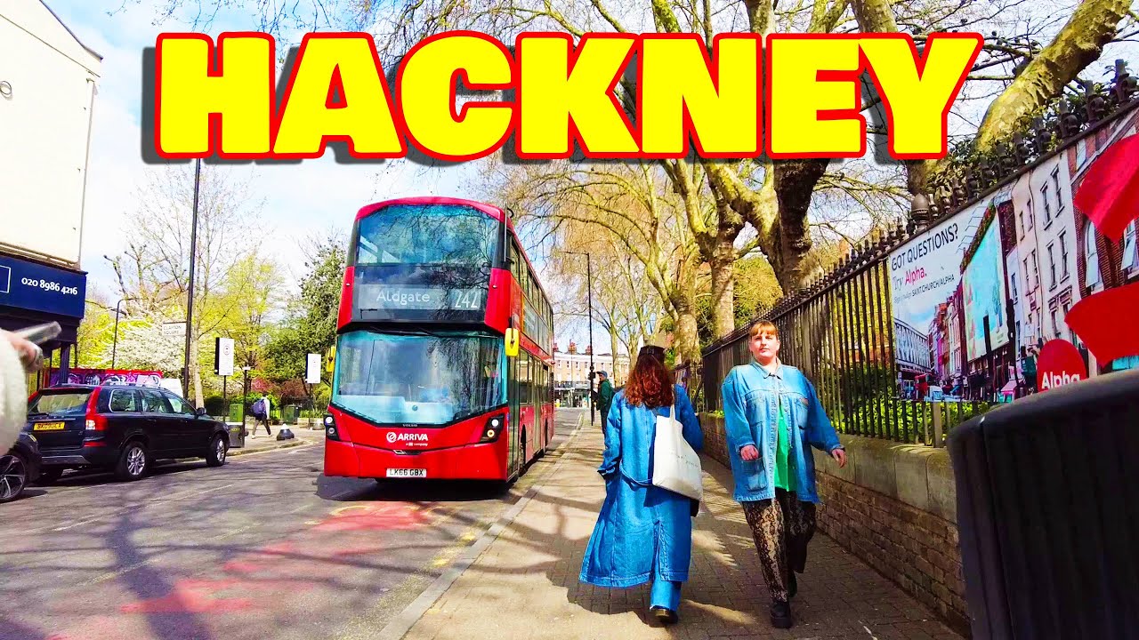 A Short Walk & A Short Bus Ride Through Hackney East London 🇬🇧 | April 2023 (4K)