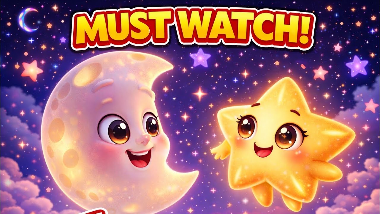 Twinkle Twinkle Little Star & Happy Moon 🌙⭐ | Cute Cartoon Rhyme