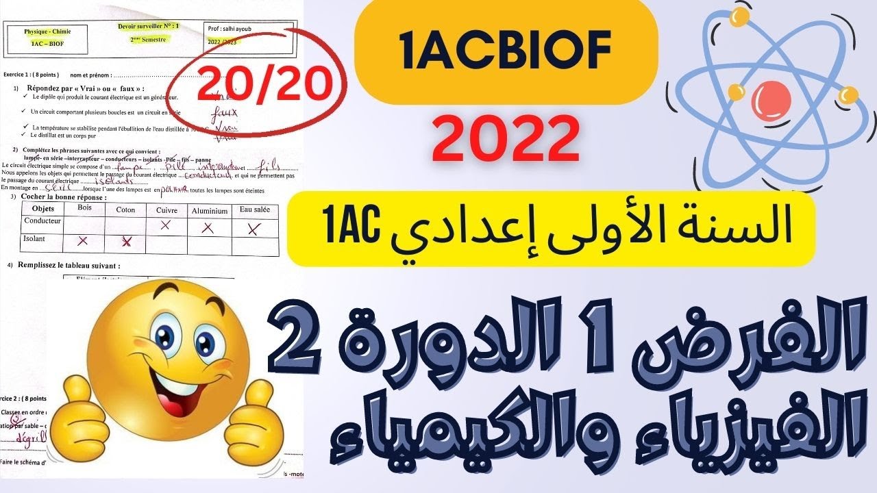 الفرض المحروس رقم1لمادة الفيزياء للسنة الأولى اعدادي الدورة 2 +تلخيص الدروس 👨🏼‍🏫 | physique chimie