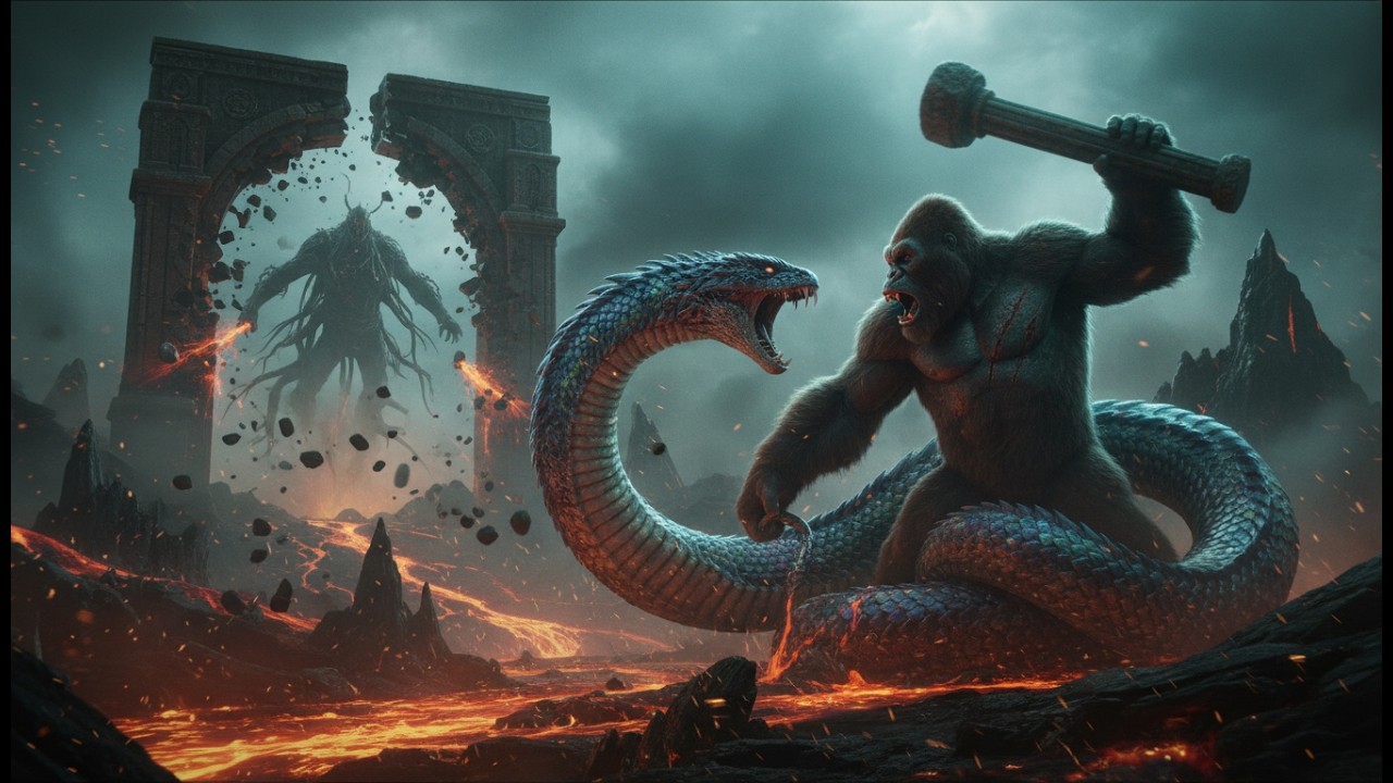 The Serpent Guardian: Kong vs. Drakon the Titan Snake - Hollow Earth Battle