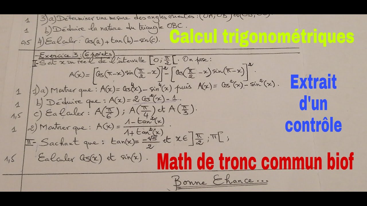 calcul trigonometrique ......math de tcs biof