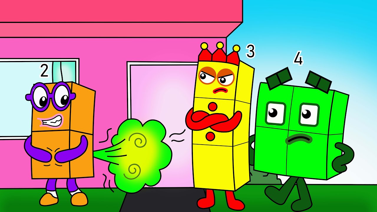 NB 3 и NB 4 крайне разочарованы поведением NB 2 — Раскраска по мотивам мультфильма «Numberblocks»...