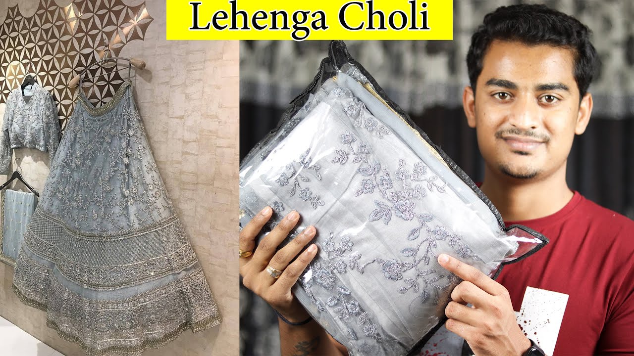 Buy party wear grey colour lehenga choli / online lehenga review / lehenga haul /designer collection