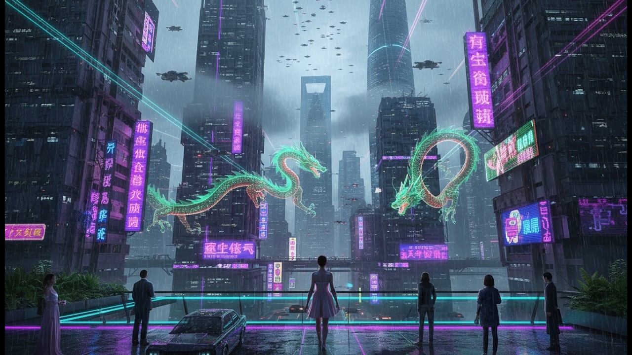 POV - Walking Cyberpunk Xangai in the year 3150